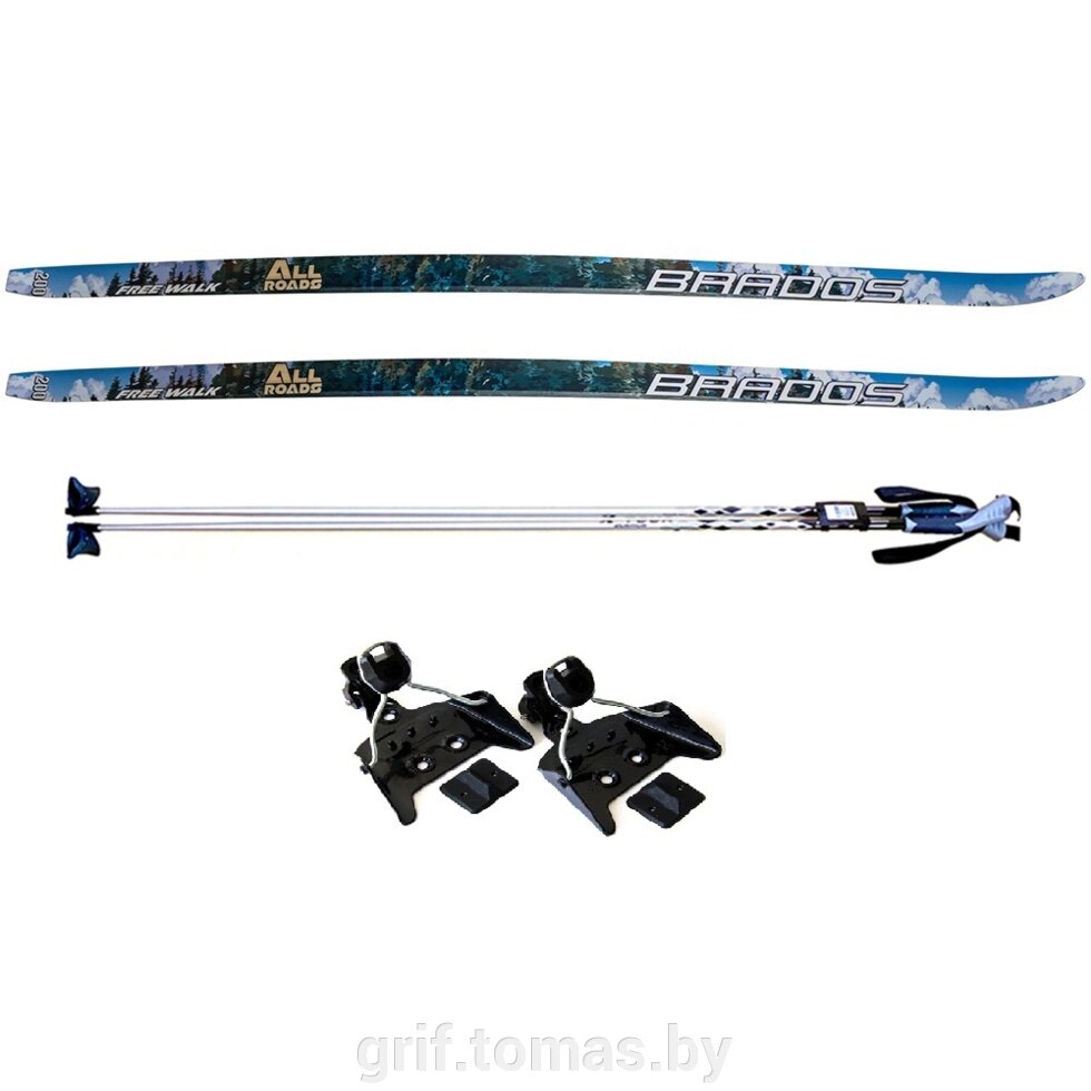 Комплект беговых лыж STC с палками из алюминия и креплением NN-75 (арт. Kompl-N75-Alu) от компании Интернет-магазин товаров для спорта и туризма ГРИФ-СПОРТ - фото 1
