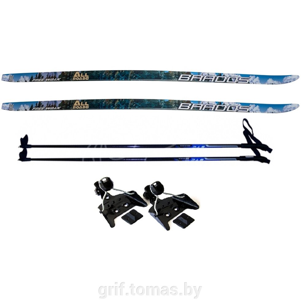 Комплект беговых лыж STC с палками из стекловолокна и креплением NN-75 (арт. Kompl-N75) от компании Интернет-магазин товаров для спорта и туризма ГРИФ-СПОРТ - фото 1