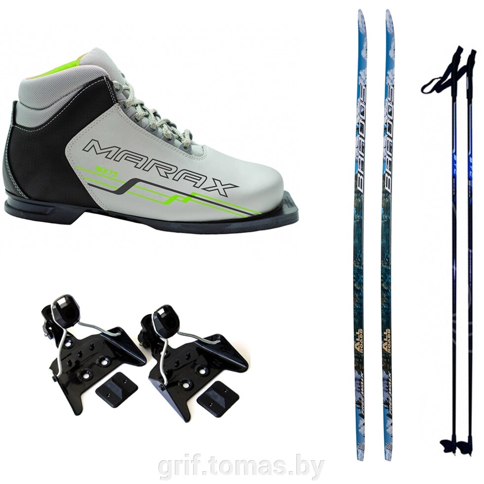 Комплект беговых лыж STC с палками, креплением NN-75 и ботинками Marax MX-75 (арт. Kompl-N75-MX75) от компании Интернет-магазин товаров для спорта и туризма ГРИФ-СПОРТ - фото 1