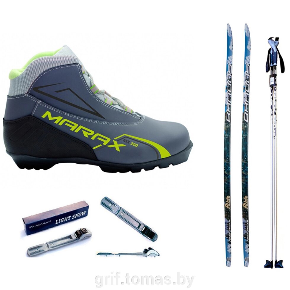 Комплект беговых лыж STC с палками, креплением NNN и ботинками Marax MXN-300 (арт. Kompl-NNN-300-Alu) от компании Интернет-магазин товаров для спорта и туризма ГРИФ-СПОРТ - фото 1