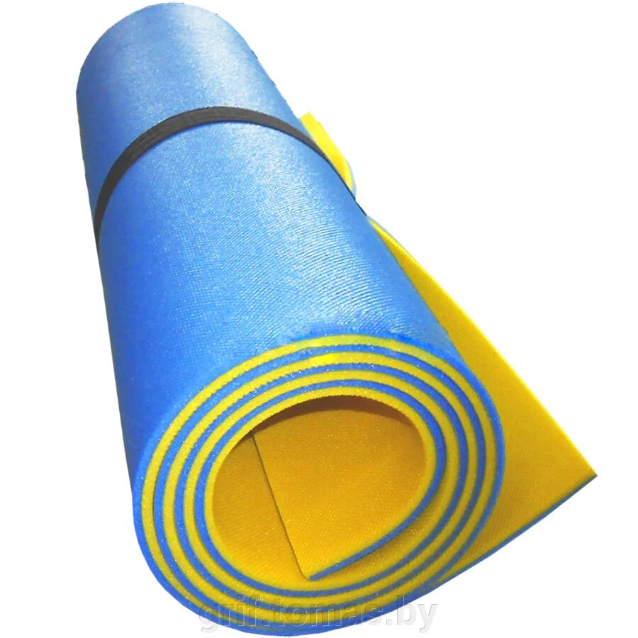Коврик двухслойный Экофлекс 12 мм (голубой/желтый) (арт. 85204051) от компании Интернет-магазин товаров для спорта и туризма ГРИФ-СПОРТ - фото 1
