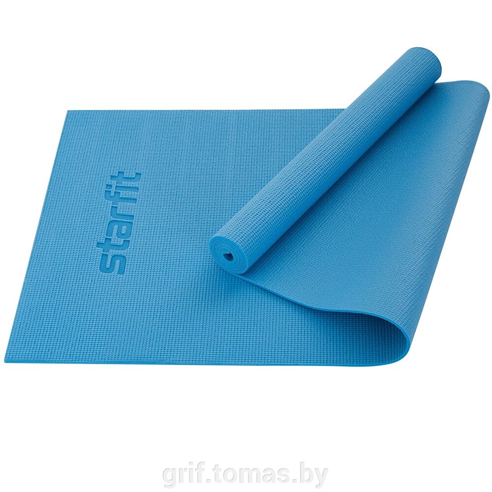 Коврик гимнастический для йоги Starfit PVC 5 мм (синий пастель)  (арт. FM-101-05-BLP) от компании Интернет-магазин товаров для спорта и туризма ГРИФ-СПОРТ - фото 1