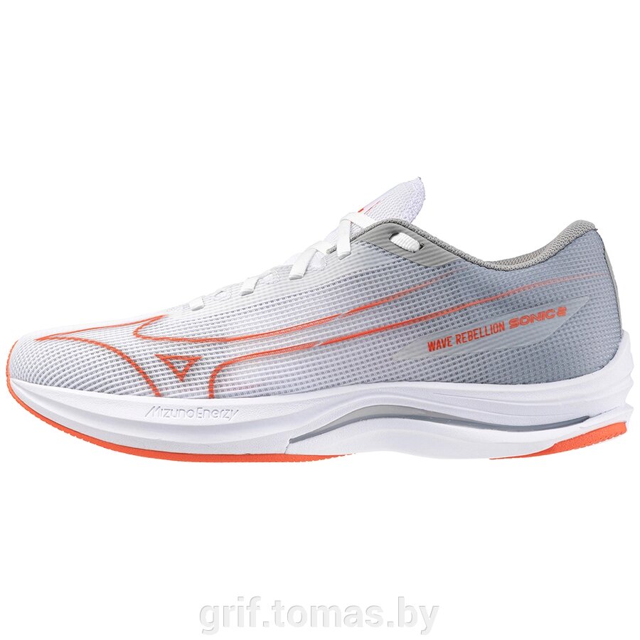 Кроссовки беговые мужские Mizuno Wave Rebellion Sonic 2 (серый/коралловый))  (арт. J1GC243001) от компании Интернет-магазин товаров для спорта и туризма ГРИФ-СПОРТ - фото 1