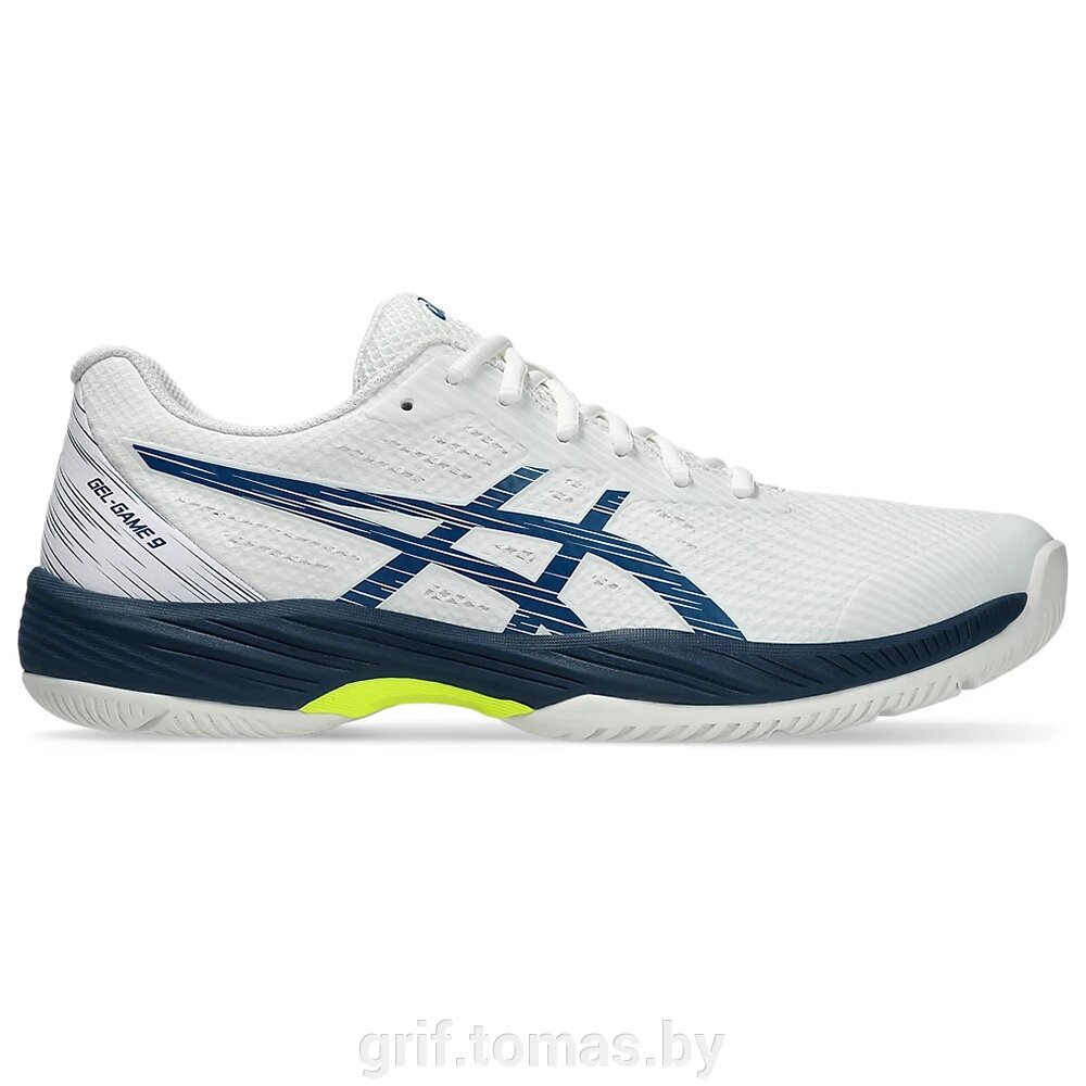 Кроссовки теннисные мужские Asics Gel-Game 9 (белый/синий) (арт. 1041A337-104) от компании Интернет-магазин товаров для спорта и туризма ГРИФ-СПОРТ - фото 1