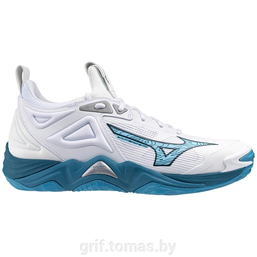 Кроссовки волейбольные Mizuno Wave Momentum 3 (U) (белый/синий)  (арт. V1GA231221) от компании Интернет-магазин товаров для спорта и туризма ГРИФ-СПОРТ - фото 1