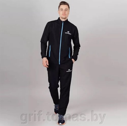 Куртка спортивная мужская Nordski Motion (черный/голубой) (арт. NSM273179)