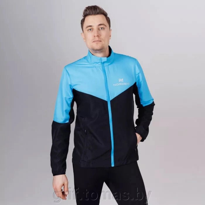 Куртка спортивная мужская Nordski Sport (черный/голубой) (арт. NSM278170) от компании Интернет-магазин товаров для спорта и туризма ГРИФ-СПОРТ - фото 1
