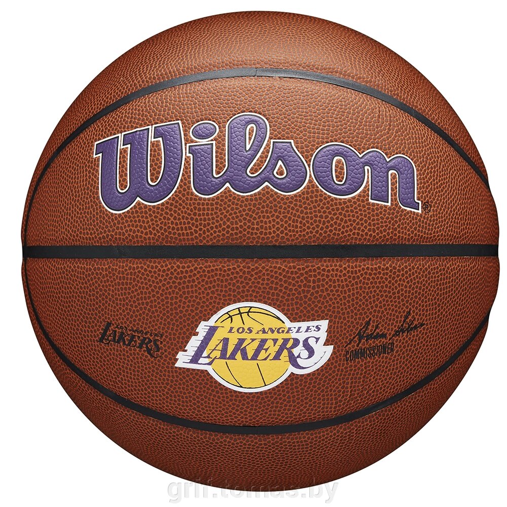 Мяч баскетбольный тренировочный Wilson Los Angeles Lakers Indoor/Outdoor №7 (арт. WTB3100XBLAL) от компании Интернет-магазин товаров для спорта и туризма ГРИФ-СПОРТ - фото 1