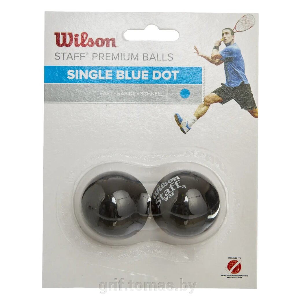 Мяч любительский для сквоша Wilson Staff Squash 1 Blue (2 мяча в упаковке) (арт. WRT617500 ) от компании Интернет-магазин товаров для спорта и туризма ГРИФ-СПОРТ - фото 1