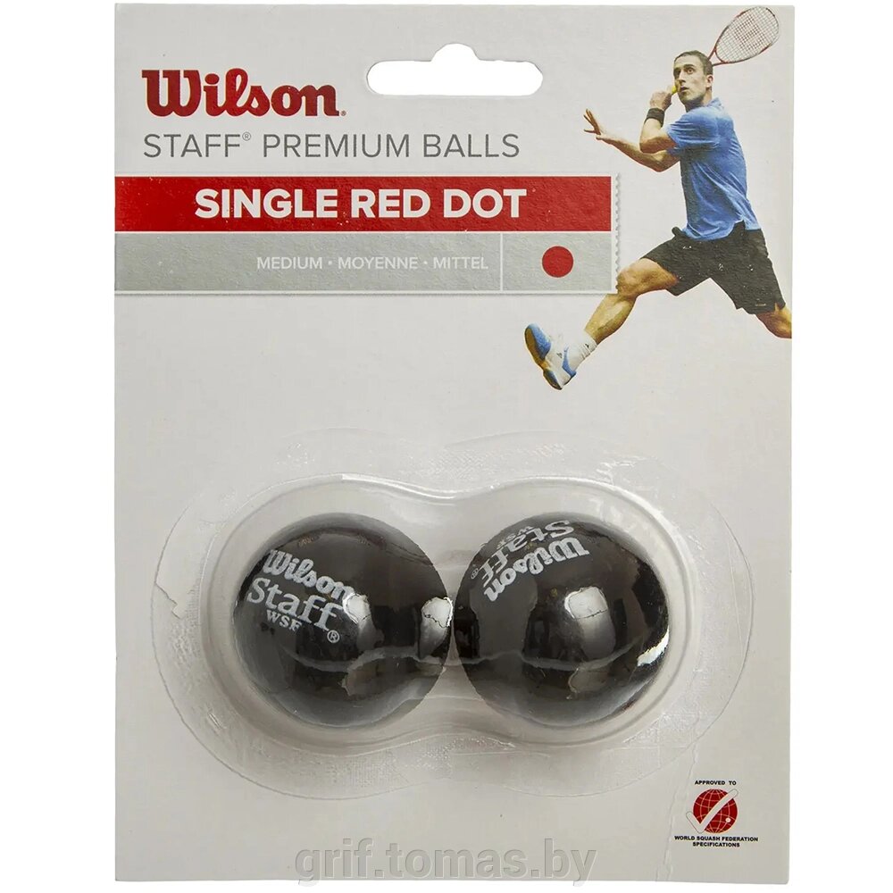 Мяч любительский для сквоша Wilson Staff Squash 1 Red (2 мяча в упаковке) (арт. WRT617700) от компании Интернет-магазин товаров для спорта и туризма ГРИФ-СПОРТ - фото 1