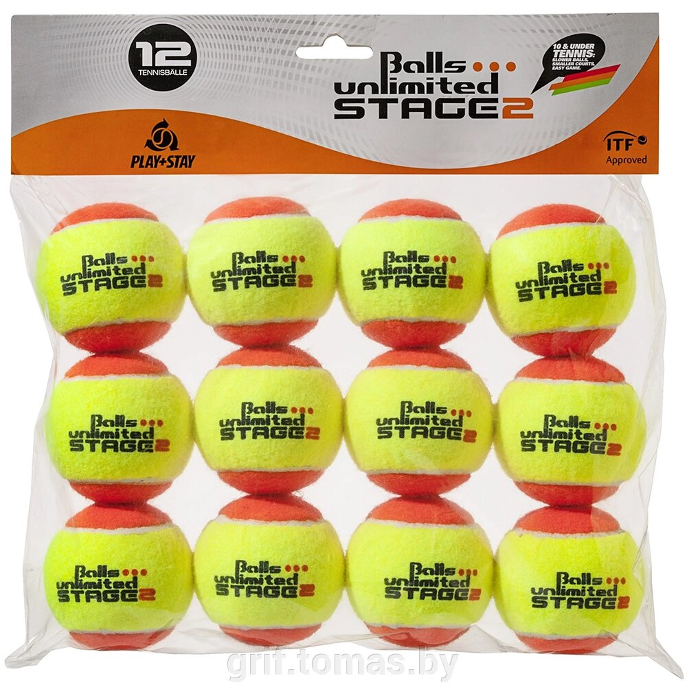 Мячи теннисные Balls Unlimited Stage 2 Orange (12 мячей в пакете) (арт. BUST212ER) от компании Интернет-магазин товаров для спорта и туризма ГРИФ-СПОРТ - фото 1