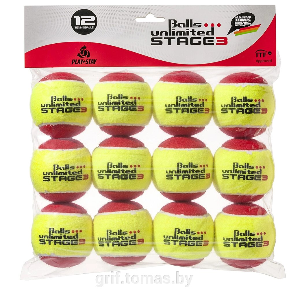Мячи теннисные Balls Unlimited Stage 3 Red (12 мячей в пакете) (арт. BUST312ER) от компании Интернет-магазин товаров для спорта и туризма ГРИФ-СПОРТ - фото 1