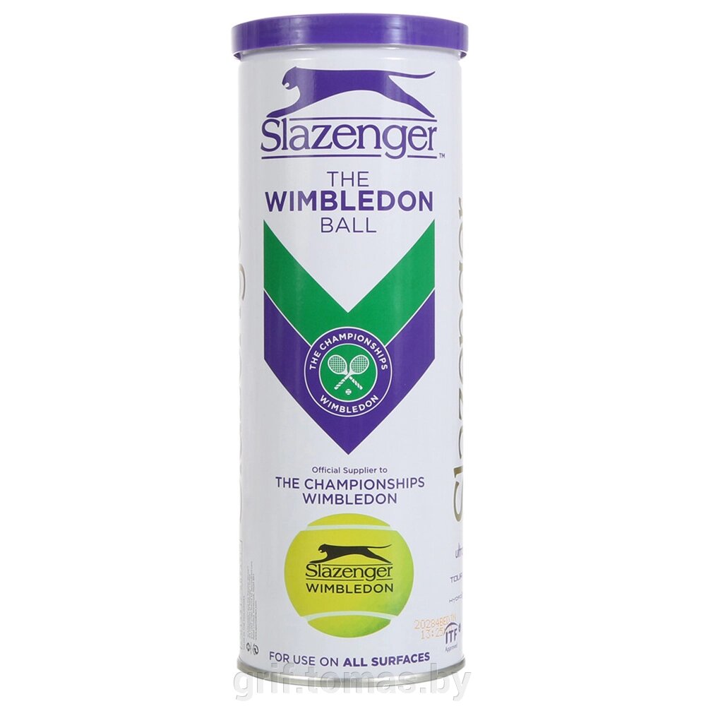 Мячи теннисные Slazenger Wimbledon (3 мяча в тубе) (арт. 340939) от компании Интернет-магазин товаров для спорта и туризма ГРИФ-СПОРТ - фото 1