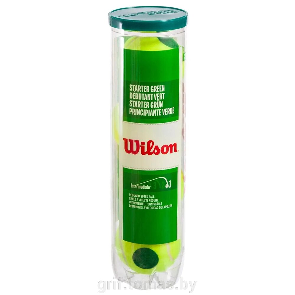 Мячи теннисные Wilson Starter Green Tball (4 мяча в тубе) (арт. WRT137400) от компании Интернет-магазин товаров для спорта и туризма ГРИФ-СПОРТ - фото 1