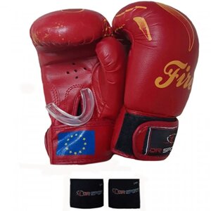 Набор для бокса детский (перчатки+капа+бинты) DR Sport ПВХ (красный) (арт. 327)