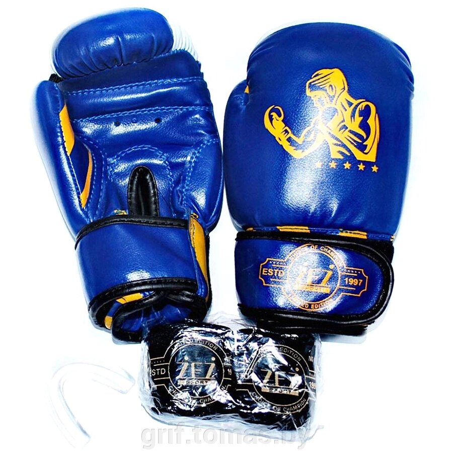 Набор для бокса детский (перчатки+капа+бинты) ZEZ Sport ПВХ (арт. Fighter) от компании Интернет-магазин товаров для спорта и туризма ГРИФ-СПОРТ - фото 1