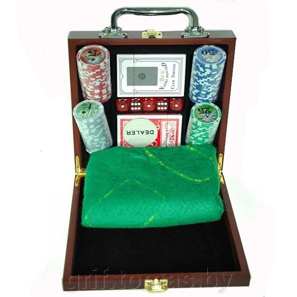Набор для покера в чемодане сувенирный на 100 фишек (арт. 6641-M1) от компании Интернет-магазин товаров для спорта и туризма ГРИФ-СПОРТ - фото 1