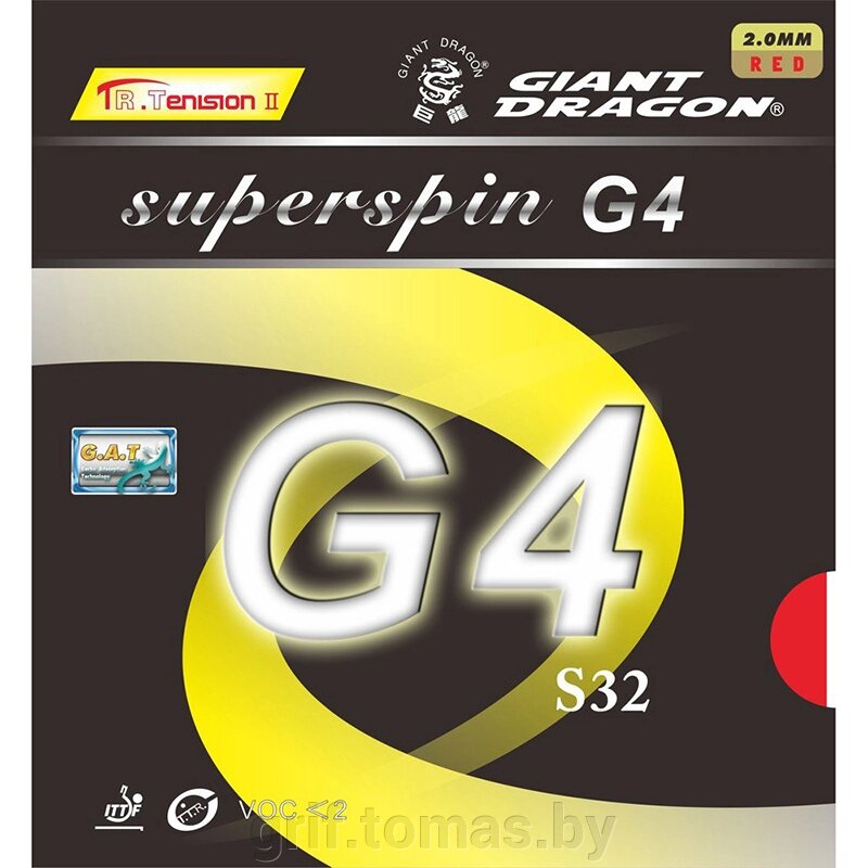 Накладка на теннисную ракетку Giant Dragon Superspin G4 S32 (арт. 30-010 S) от компании Интернет-магазин товаров для спорта и туризма ГРИФ-СПОРТ - фото 1