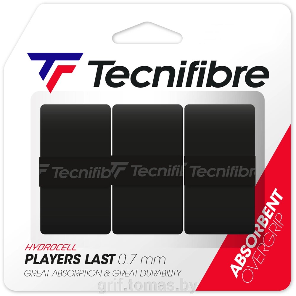Обмотка для теннисной ракетки Tecnifibre Players Last (черный) (арт. 52ATPLASBK) от компании Интернет-магазин товаров для спорта и туризма ГРИФ-СПОРТ - фото 1