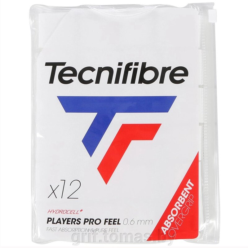 Обмотка для теннисной ракетки Tecnifibre Players Pro Feel (белый) (арт. 52PLAPRO12) от компании Интернет-магазин товаров для спорта и туризма ГРИФ-СПОРТ - фото 1