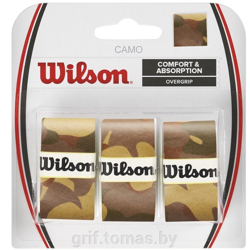 Обмотка для теннисной ракетки Wilson Camo Overgrip (коричневый) (арт. WRZ470860) от компании Интернет-магазин товаров для спорта и туризма ГРИФ-СПОРТ - фото 1