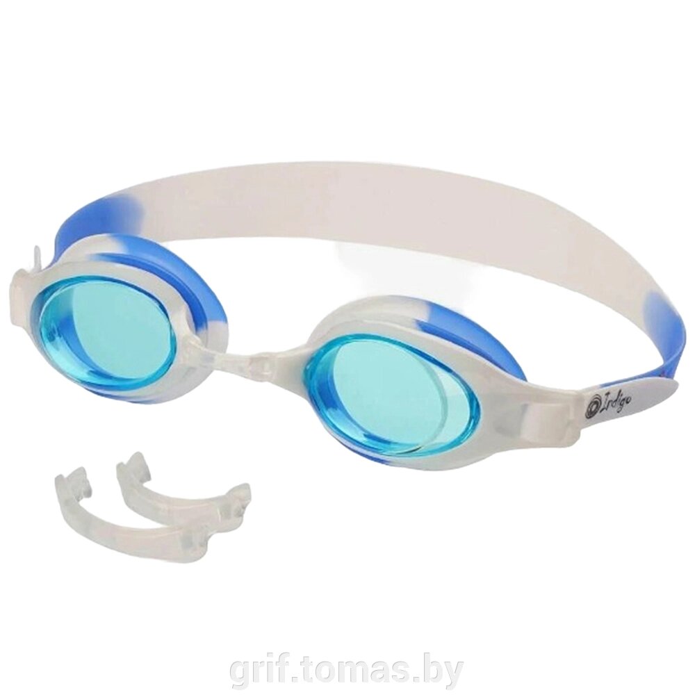 Очки для плавания детские Indigo Racer (синий/белый) (арт. G2700-BL-WH) от компании Интернет-магазин товаров для спорта и туризма ГРИФ-СПОРТ - фото 1