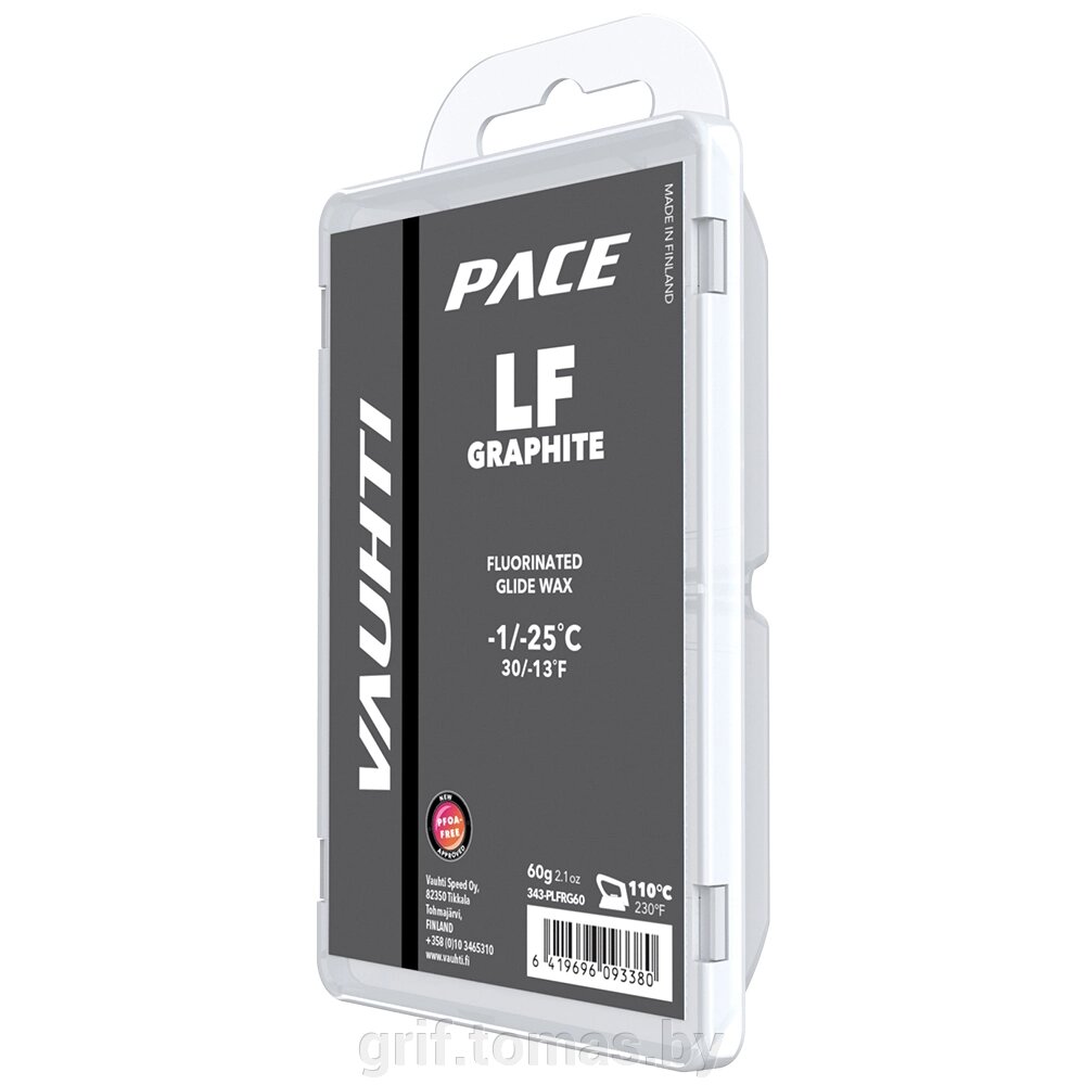 Парафин низкофтористый Vauhti LF Graphite  -1/-25°C, 60 гр (арт. EV343-PLFRG60) от компании Интернет-магазин товаров для спорта и туризма ГРИФ-СПОРТ - фото 1