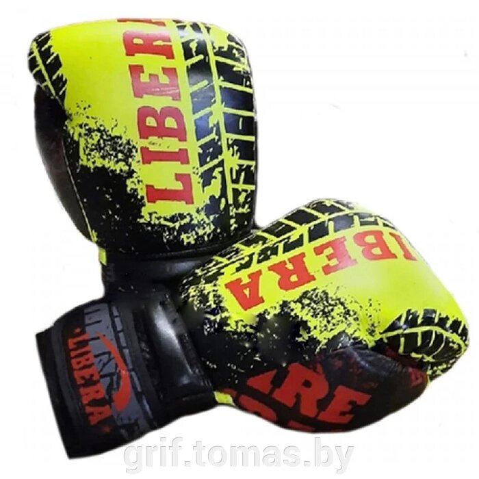 Перчатки боксерские Libera кожа (черный/желтый) (арт. LIB-323) от компании Интернет-магазин товаров для спорта и туризма ГРИФ-СПОРТ - фото 1