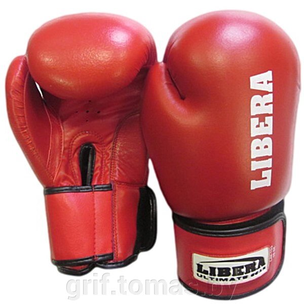 Перчатки боксерские Libera Profi Aiba кожа (красный) (арт. LIB-103) от компании Интернет-магазин товаров для спорта и туризма ГРИФ-СПОРТ - фото 1