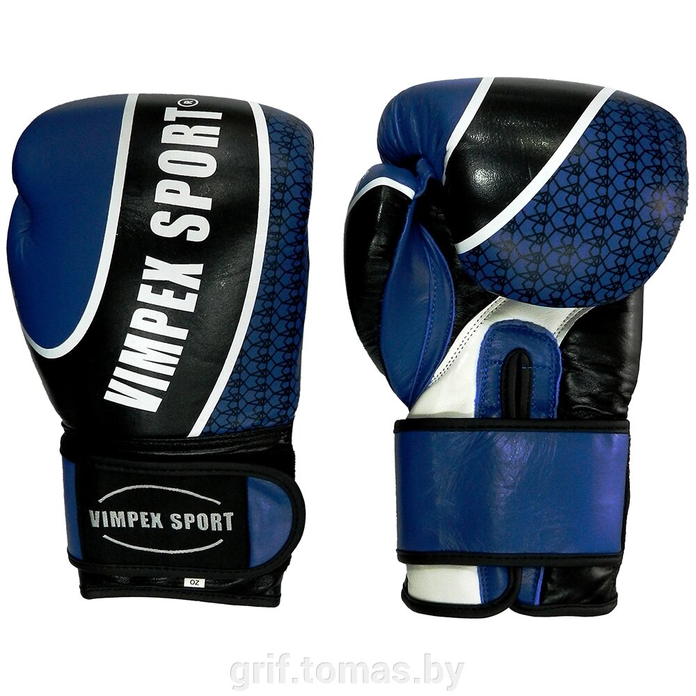 Перчатки боксерские Vimpex Sport 3034 кожа (синий) (арт. 3034) от компании Интернет-магазин товаров для спорта и туризма ГРИФ-СПОРТ - фото 1
