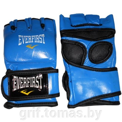 Перчатки для смешанных единоборств Everfirst кожа (синий) (арт. 975) от компании Интернет-магазин товаров для спорта и туризма ГРИФ-СПОРТ - фото 1