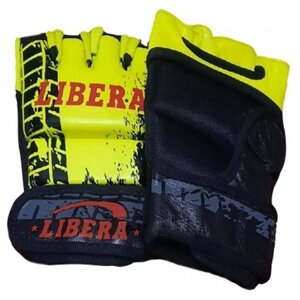 Перчатки для смешанных единоборств Libera кожа (черный/желтый) (арт. LIB-312)