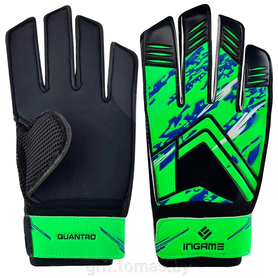 Перчатки вратарские Ingame Qauntro (черный/зеленый) (арт. ING-IQ-102-BK/G) от компании Интернет-магазин товаров для спорта и туризма ГРИФ-СПОРТ - фото 1