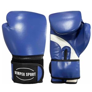 Перчатки боксерские Vimpex Sport 3034 кожа (синий) (арт. 3034 (2022))