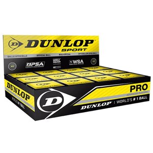 Мяч профессиональный для сквоша Dunlop White Pro 1 Yellow (12 мячей в коробке) (арт. 627DN700118T)