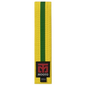 Пояс тхэквондо Mooto хлопок/полиэстер 240 см (желтый/зеленый) (арт. 20862)