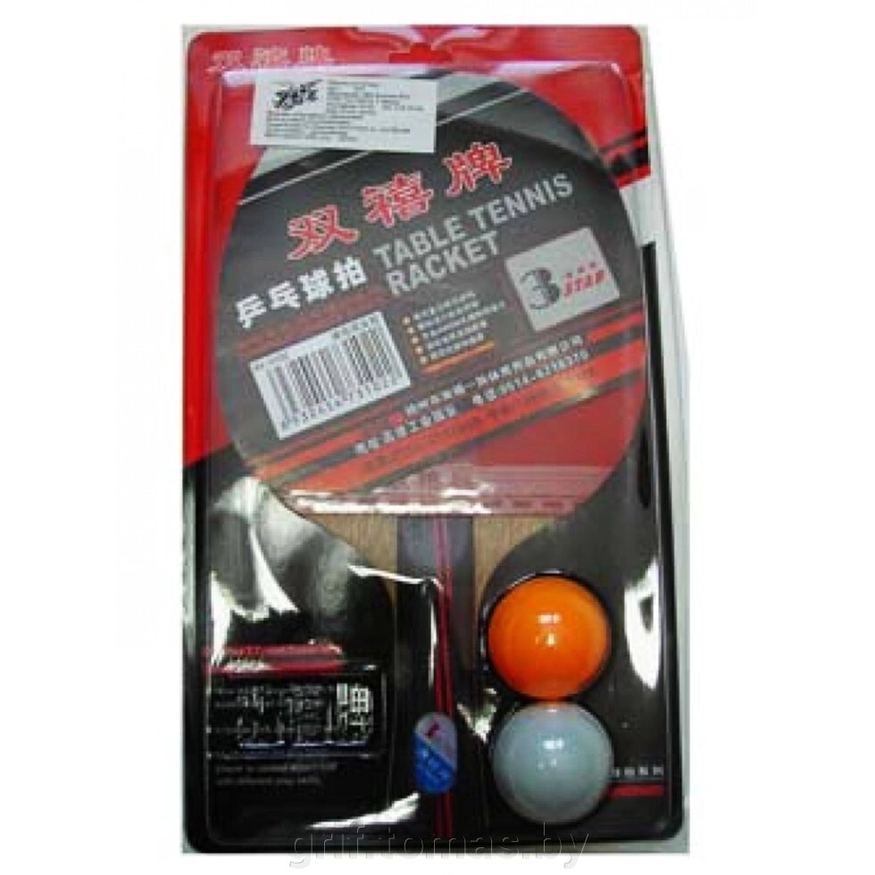 Ракетка для настольного тенниса + 2 шарика (арт. 3ZV) от компании Интернет-магазин товаров для спорта и туризма ГРИФ-СПОРТ - фото 1