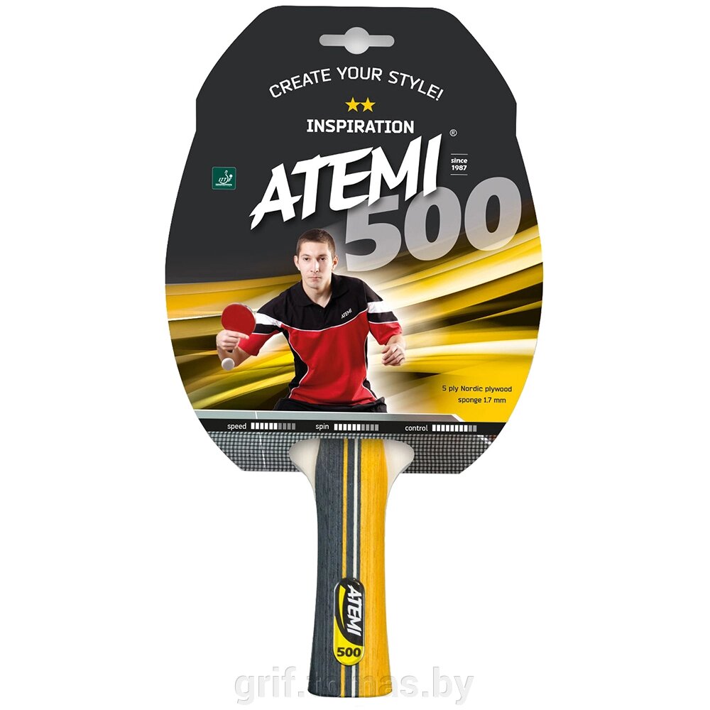 Ракетка для настольного тенниса Atemi 500 Training 3* (арт. A500) от компании Интернет-магазин товаров для спорта и туризма ГРИФ-СПОРТ - фото 1