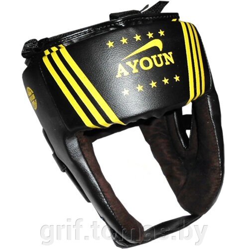 Шлем боксерский боевой Ayoun Profi искусственная кожа (черный) (арт. 845) от компании Интернет-магазин товаров для спорта и туризма ГРИФ-СПОРТ - фото 1