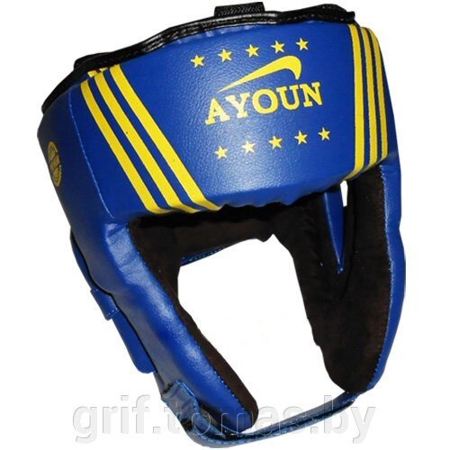 Шлем боксерский боевой Ayoun Profi искусственная кожа (синий) (арт. 845) от компании Интернет-магазин товаров для спорта и туризма ГРИФ-СПОРТ - фото 1