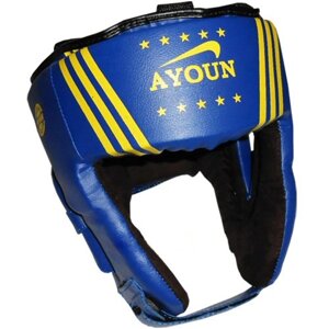 Шлем боксерский боевой Ayoun Profi искусственная кожа (синий) (арт. 845)