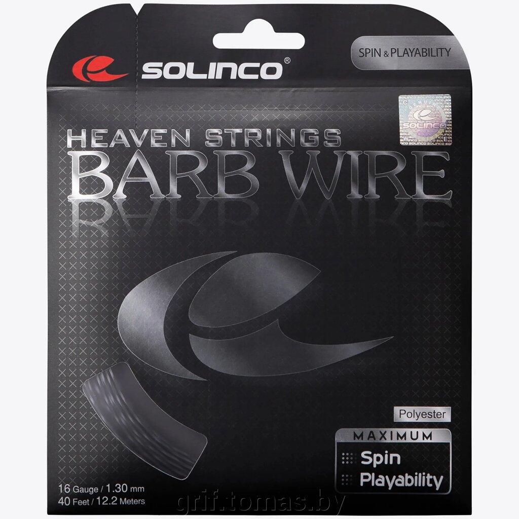 Струна теннисная Solinco Barb Wire 1.25/12.2 м (черный) (арт. 1920045) от компании Интернет-магазин товаров для спорта и туризма ГРИФ-СПОРТ - фото 1