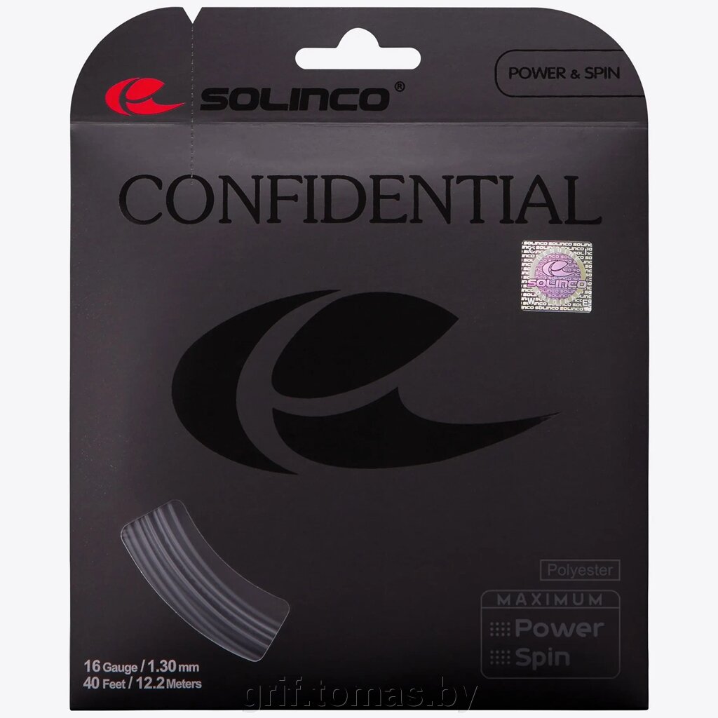 Струна теннисная Solinco Confidential 1.25/12.2 м (черный) (арт. 1920207) от компании Интернет-магазин товаров для спорта и туризма ГРИФ-СПОРТ - фото 1