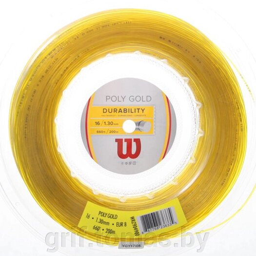 Струна теннисная Wilson Poly Gold 1.30/200 м (золотой) (арт. WRZ904900) от компании Интернет-магазин товаров для спорта и туризма ГРИФ-СПОРТ - фото 1