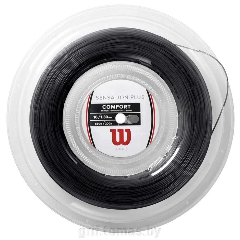 Струна теннисная Wilson Sensation Plus 1.34/200 м (черный) (арт. WR830030116) от компании Интернет-магазин товаров для спорта и туризма ГРИФ-СПОРТ - фото 1