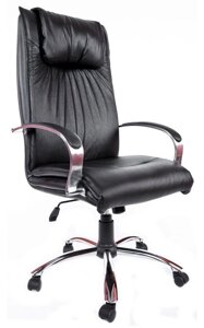 Кресло офисное Деловая обстановка Артекс Хром кожа Люкс (черный)