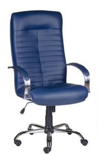 Кресло офисное Деловая обстановка Консул Хром кожа Люкс (синий)