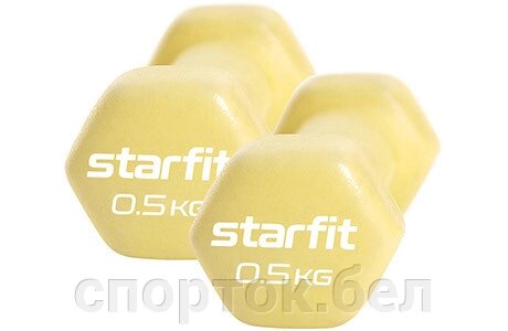 Гантели виниловые 0,5 кг x 2 шт, STARFIT (желтый) , DB-101-0,5-Y от компании Интернет-магазин «SportОК» - фото 1