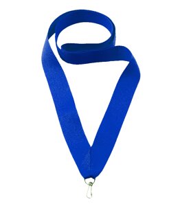 Лента для медали с карабином синяя, ширина 22 мм , окружность 80 см , артикул L09
