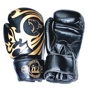Перчатки боксёрские ZEZ sport черные 10унций , Tiger-10-OZ